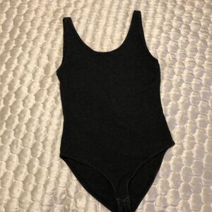 Pact Organic Cotton Tank Bodysuit Small Dark Heather Gray Snap Closure